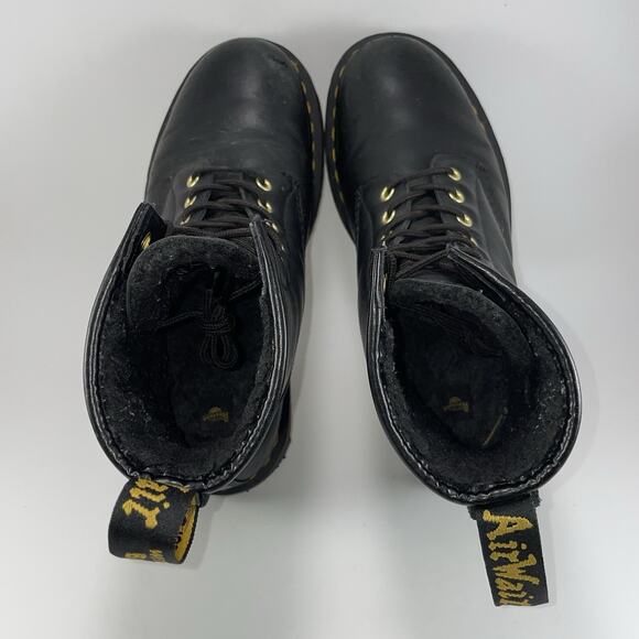Dr Martens Docs 26860 Lined Combat Boots Womens Size 10 Black Leather 8-Eye - Picture 6 of 12
